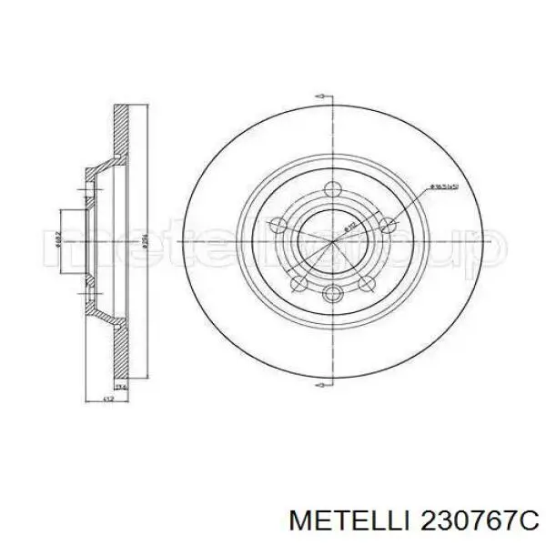 Диск гальмівний задній 230767C Metelli