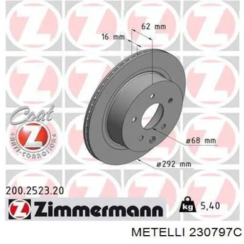 Задні дискові гальма Metelli 230797C ціна, від 34.86 USD