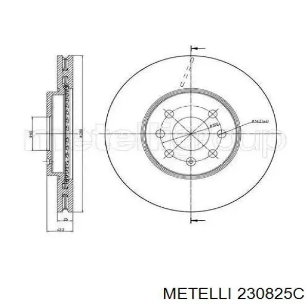 Диск гальмівний передній 230825C Metelli