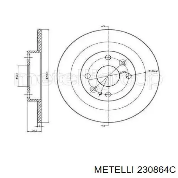 Гальмівні диски передні 230864C Metelli