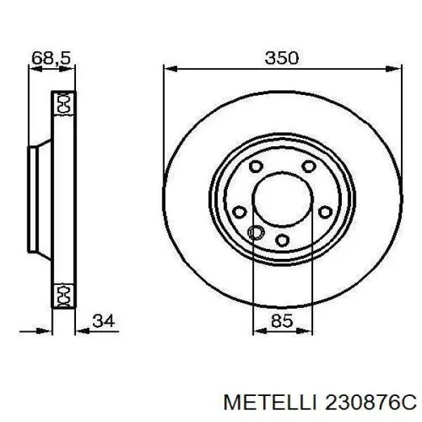 Диск переднього гальма Metelli 230876C ціна, від 123.89 USD