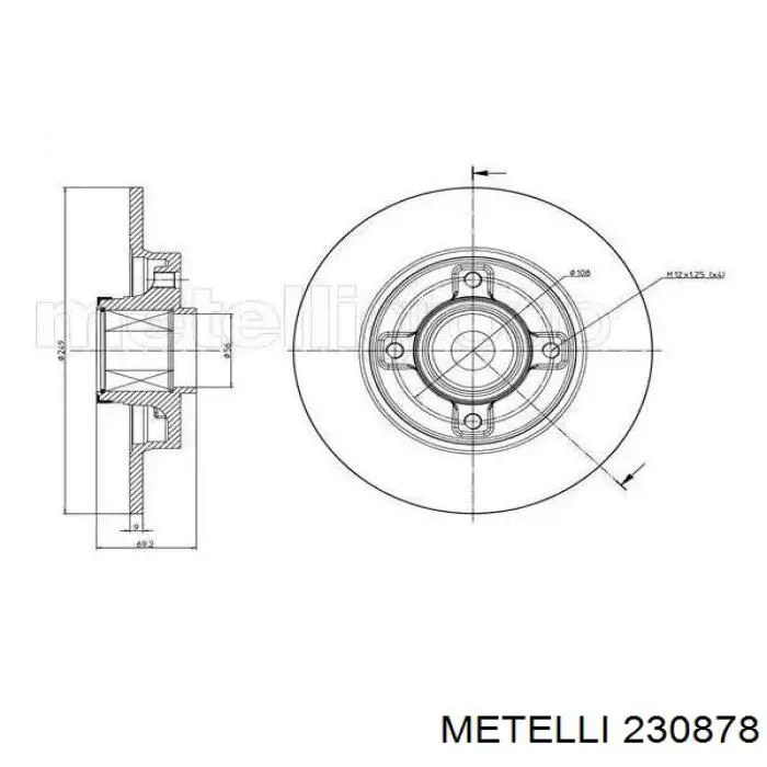 Купити 230878 Metelli Диск заднього гальма