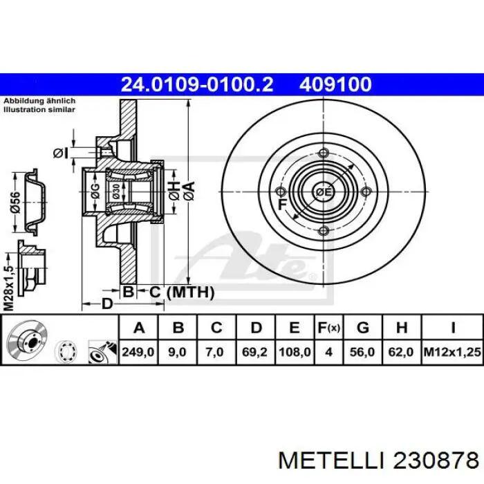 Гальмівні диски 230878 Metelli