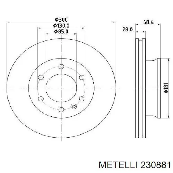 230881 Metelli диск гальмівний передній