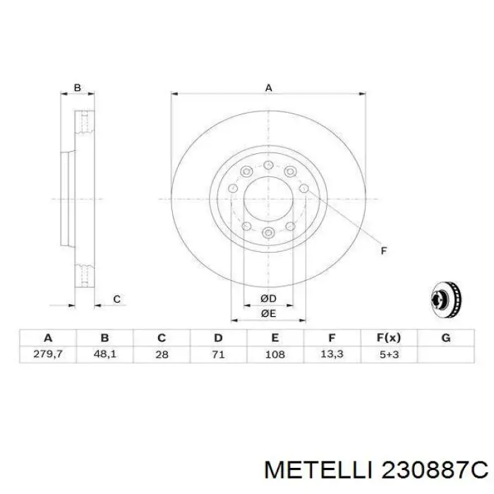 230887C Metelli Гальмо дискове переднє