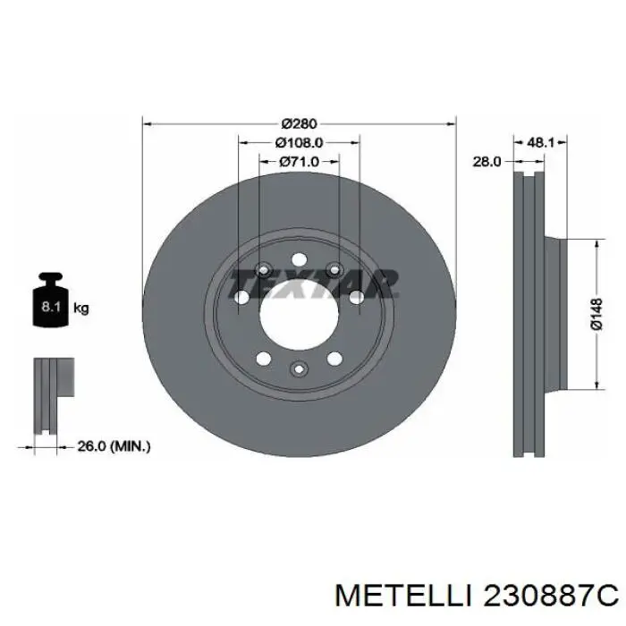 230887C Metelli Гальмо дискове переднє