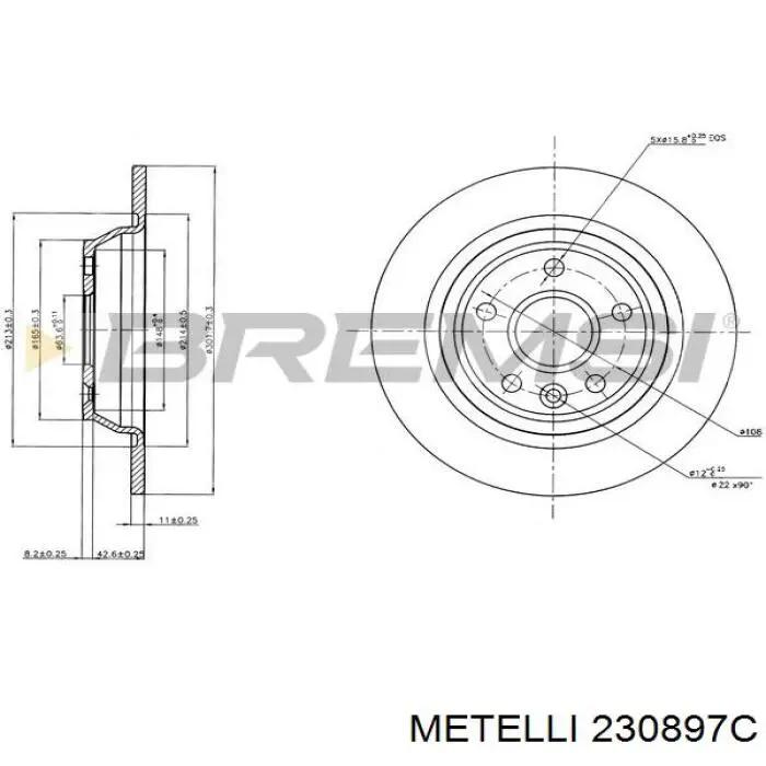 Купити 230897C Metelli Диск заднього гальма