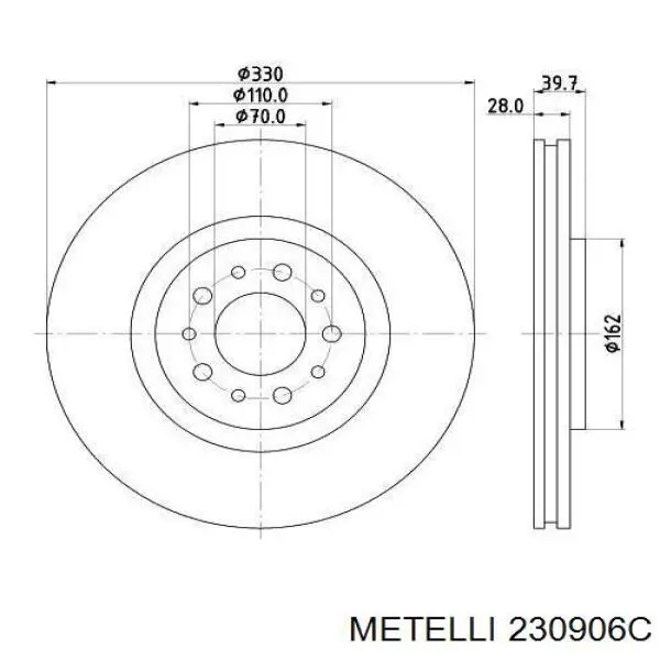 230906C Metelli Гальмо дискове переднє