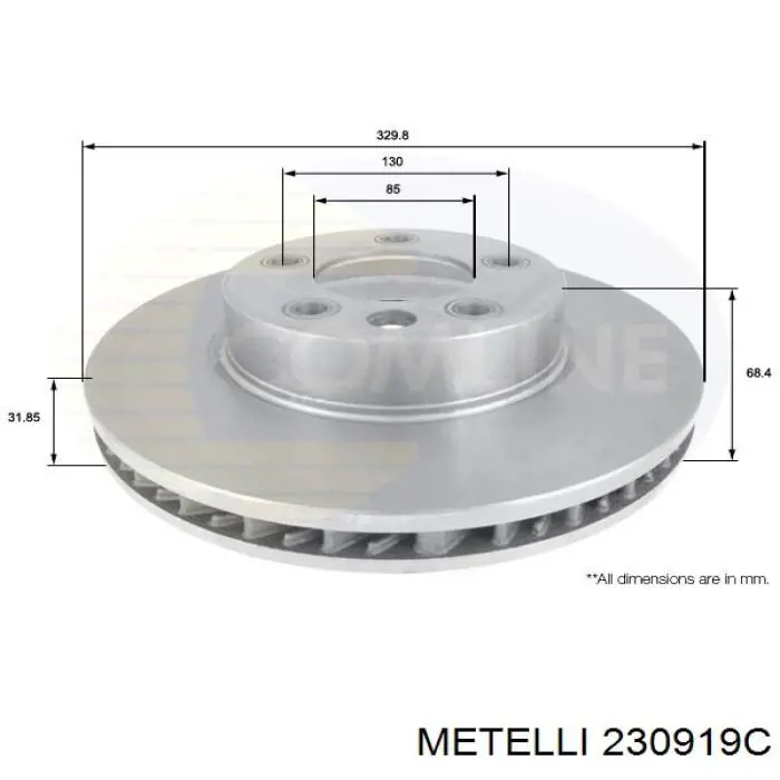 Диск гальмівний передній Metelli 230919C