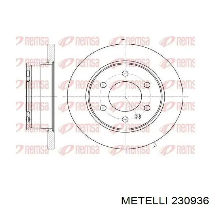 Купити 230936 Metelli Диск заднього гальма
