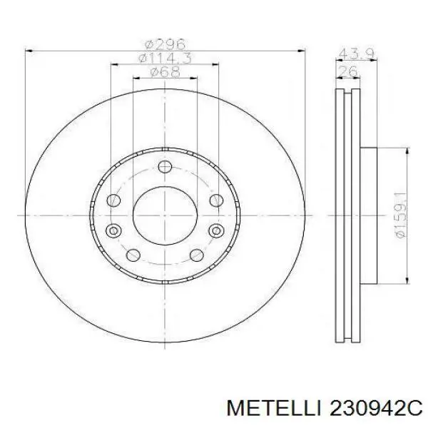 Гальмівні диски передні 230942C Metelli