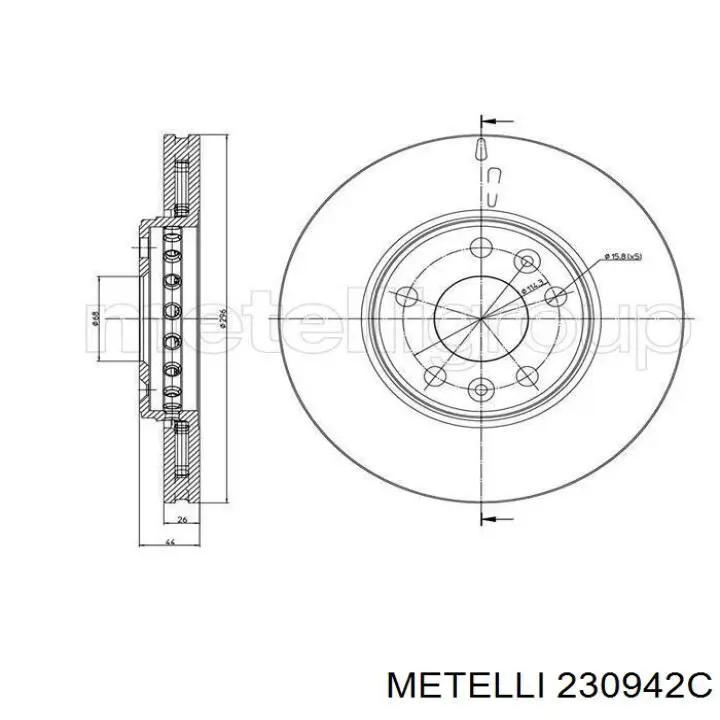 230942C Metelli диск гальмівний передній