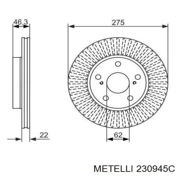Диск переднього гальма Metelli 230945C ціна, від 42.58 USD