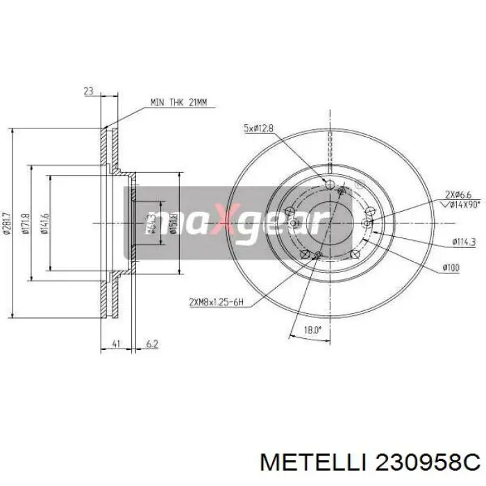 Гальмівні диски передні 230958C Metelli