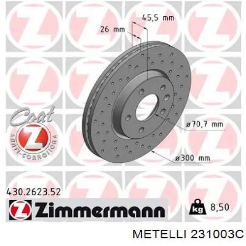 231003C Metelli Гальмо дискове переднє