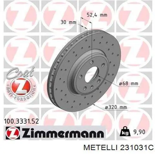 Диск переднього гальма Metelli 231031C ціна, від 68.91 USD