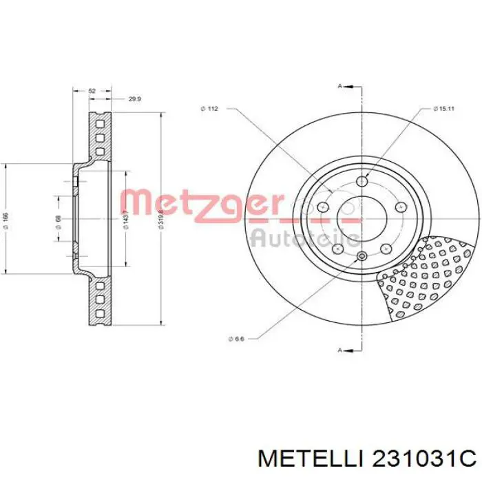 Гальмівні диски передні 231031C Metelli