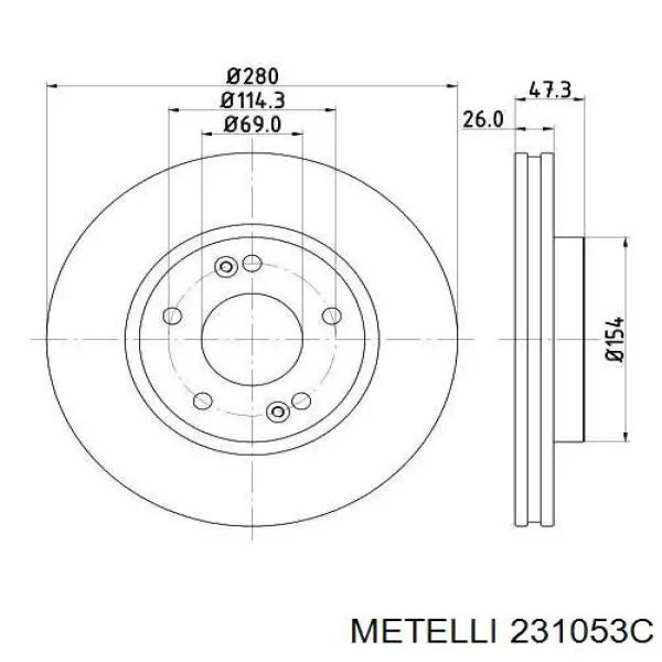Гальмівні диски передні 231053C Metelli