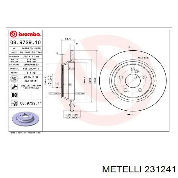 Купити 231241 Metelli Диск заднього гальма