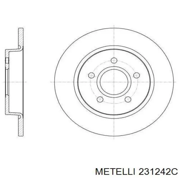 Диск гальмівний задній Metelli 231242C