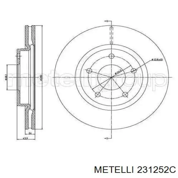 Диск гальмівний передній 231252C Metelli