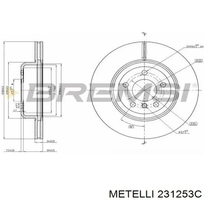 231253C Metelli Гальмо дискове переднє