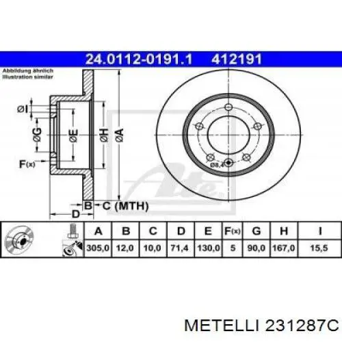 Задні дискові гальма Metelli 231287C ціна, від 42.39 USD