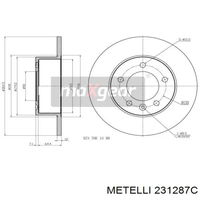 Задні дискові гальма Metelli 231287C ціна, від 42.39 USD