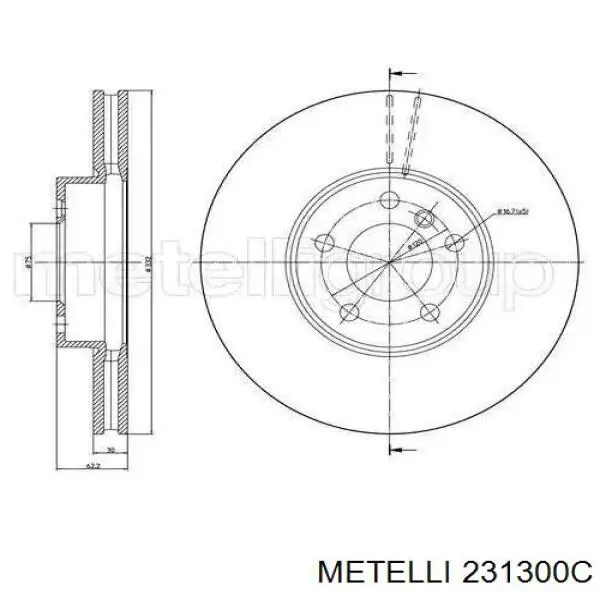 Гальмівні диски передні 231300C Metelli