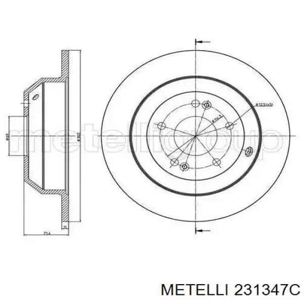 Диск гальмівний задній 231347C Metelli