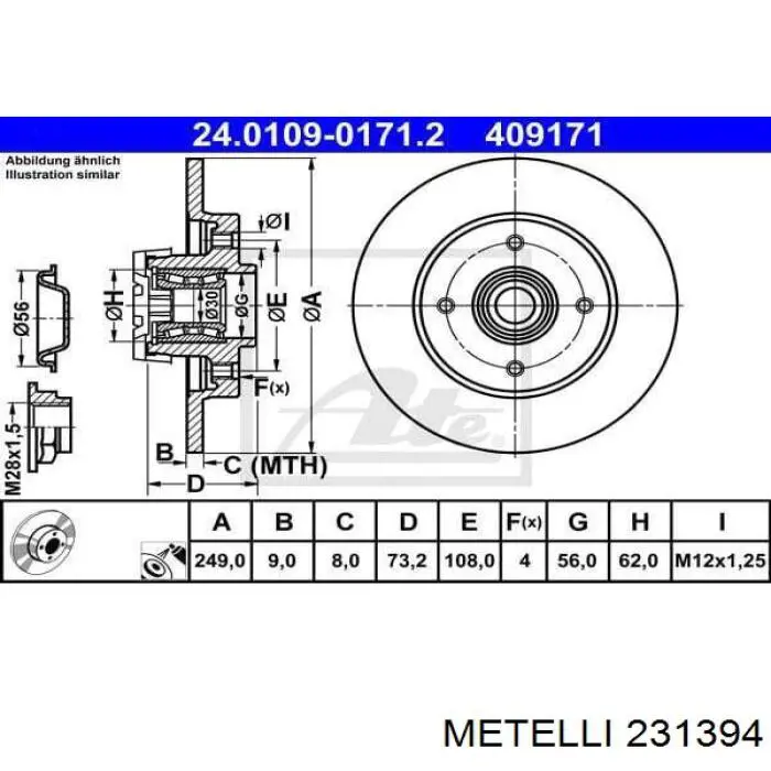Гальмівні диски 231394 Metelli