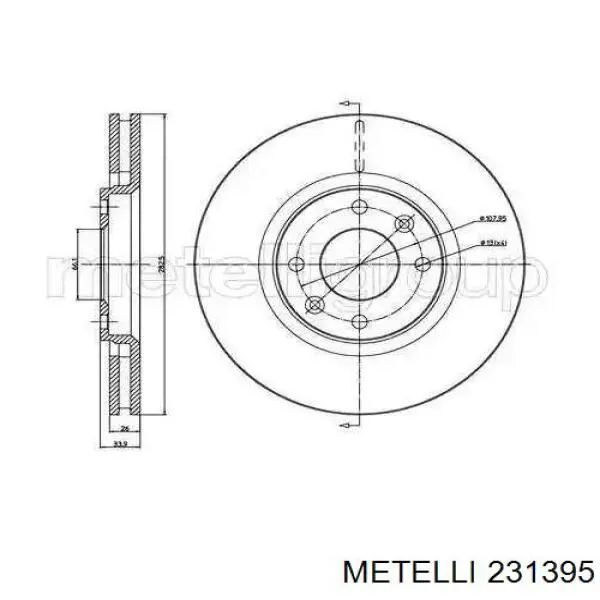Купити 231395 Metelli Диск заднього гальма