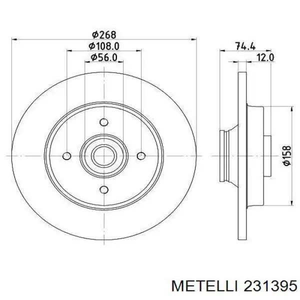 Диск гальмівний задній 231395 Metelli