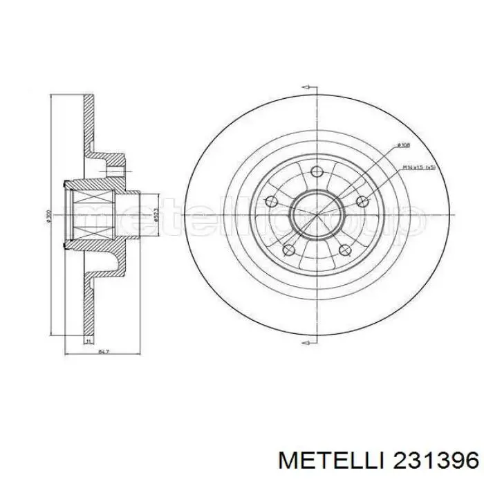 Купити 231396 Metelli Диск заднього гальма