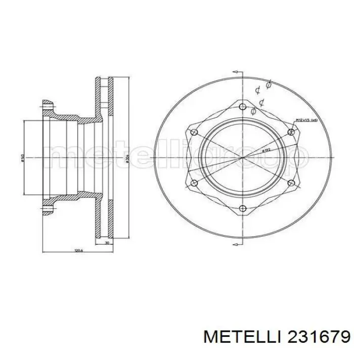 Диск гальмівний задній Metelli 231679