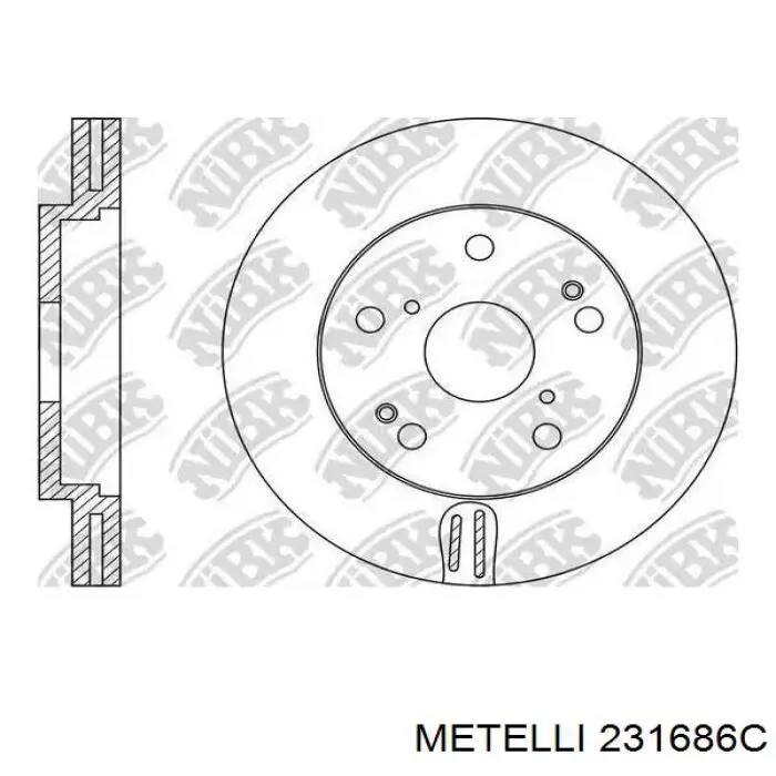 Диск гальмівний передній 231686C Metelli