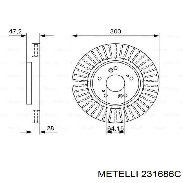 Диск переднього гальма Metelli 231686C ціна, від 40.52 USD
