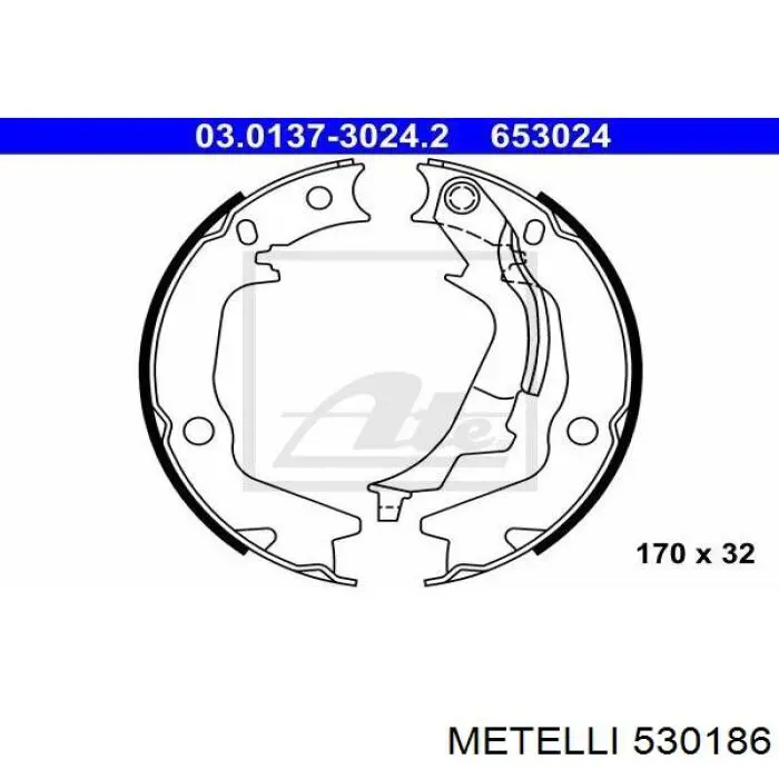 Колодки ручника/стоянкового гальма 530186 Metelli