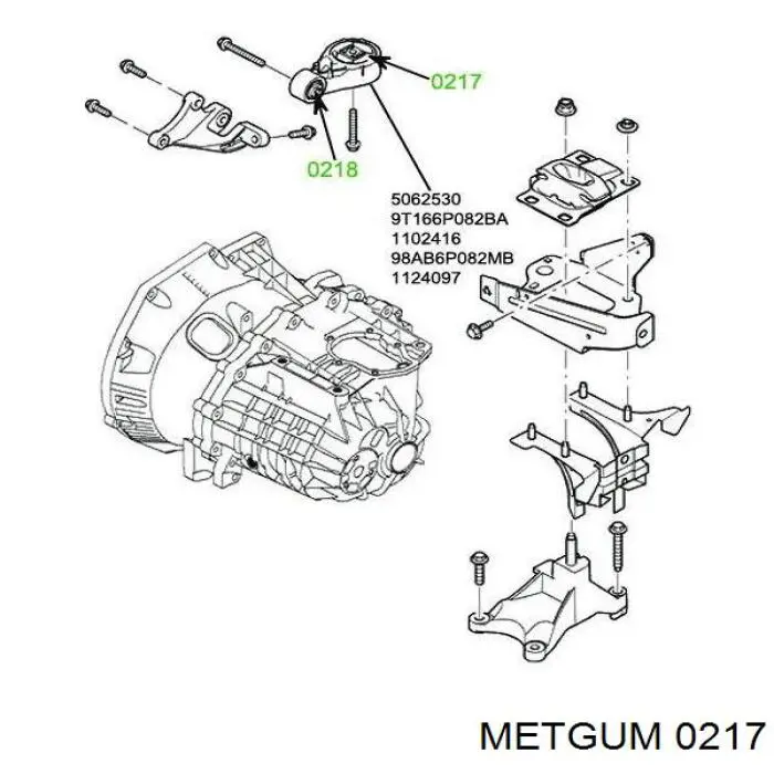 0217 Metgum подушка (опора двигуна, задня (сайлентблок))