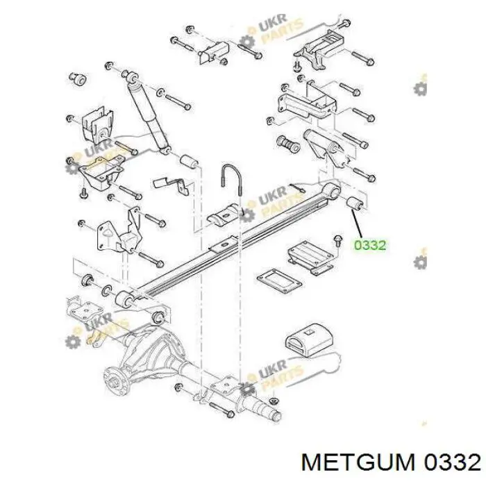 Сайлентблок ресори, задній 0332 Metgum