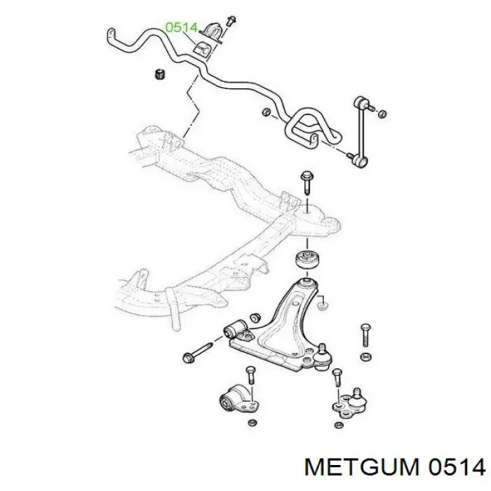 Втулка стабілізатора переднього 0514 Metgum