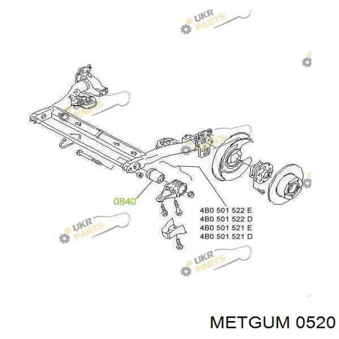 0520 Metgum втулка стабілізатора переднього