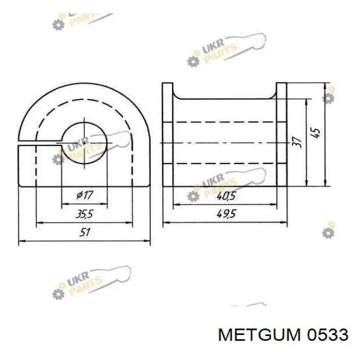 0533 Metgum Сайлентблок верхнього важеля