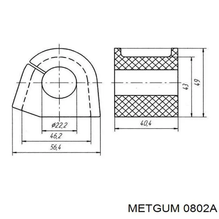 0802A Metgum Втулка стабілізатора переднього