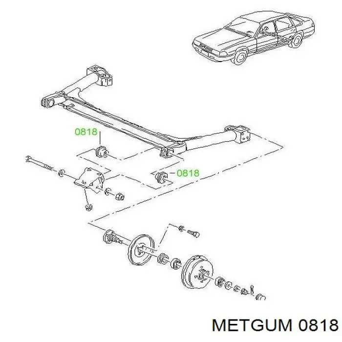 Сайлентблок задньої балки/підрамника 0818 Metgum