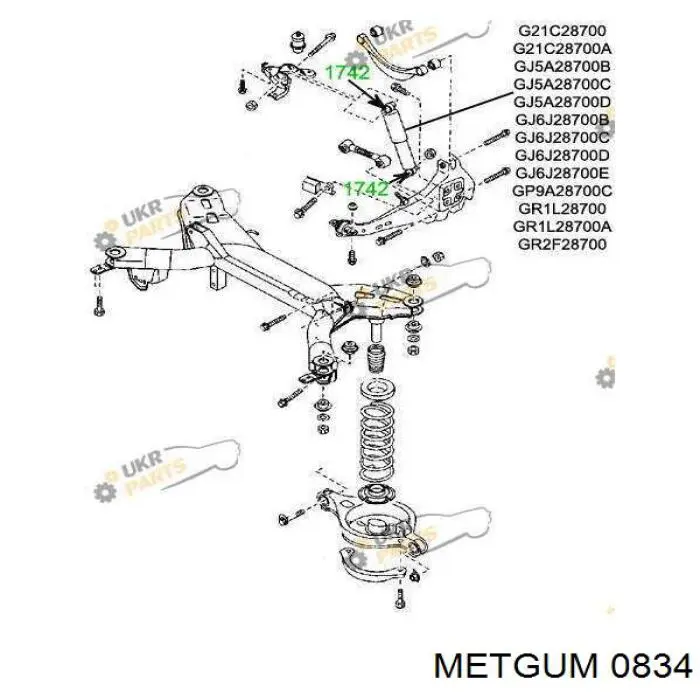 0834 Metgum втулка стабілізатора переднього