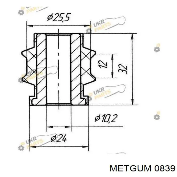 839 Metgum втулка стійки переднього стабілізатора