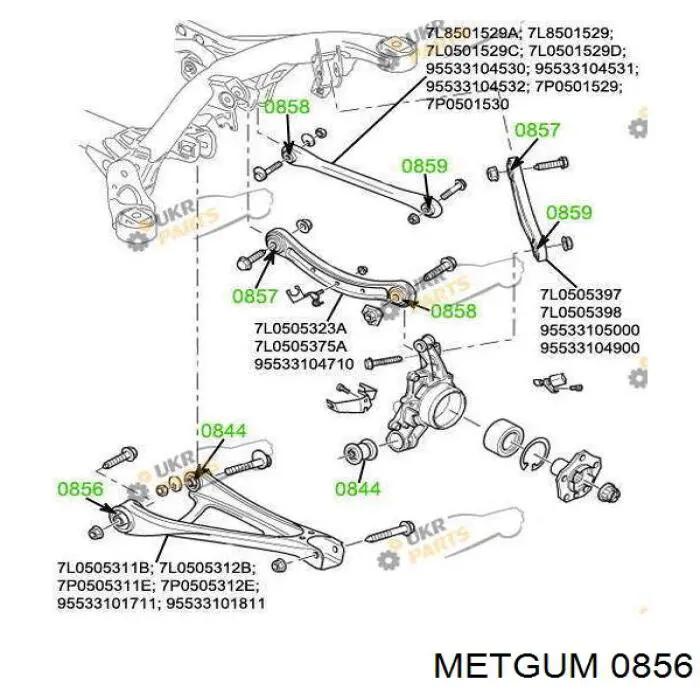 Сайлентблок заднього нижнього важеля 0856 Metgum