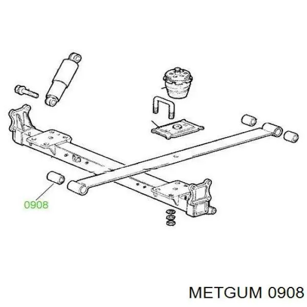 Сайлентблок ресори, передній 0908 Metgum