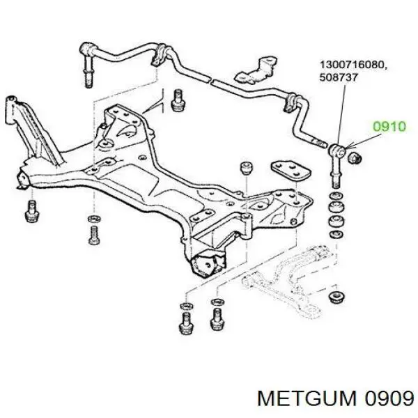 Купити 0909 Metgum Сайлентблок ресори, задній